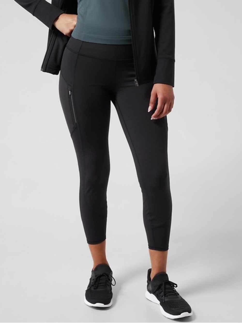 Athleta M/P Black Reflective Rainier Ankle Performance leggings